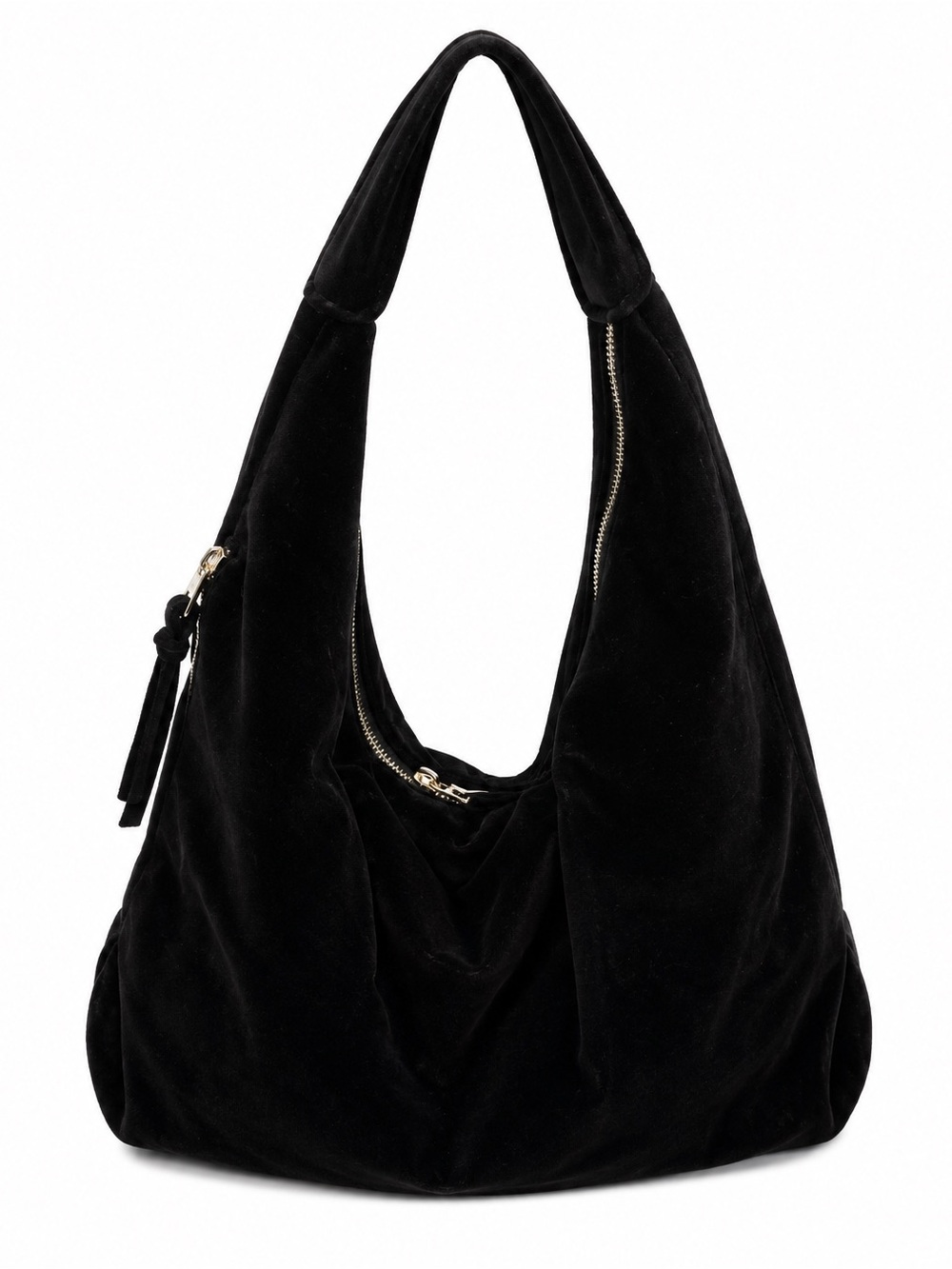 Tabitha Webb Classic Black Velvet Hobo Tote